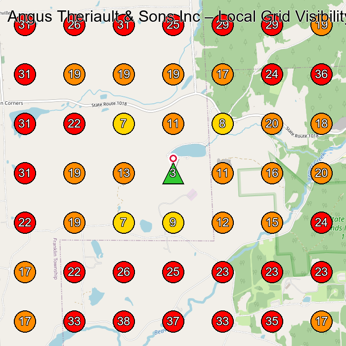Angus Theriault & Sons Inc GeoGrid visibility map for Health Insurance Agency in None